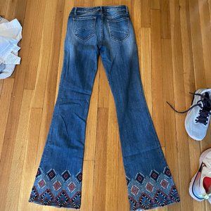 Free People Low Rise Embroidered Jeans